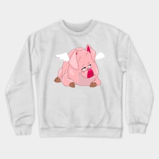 Lazy Pig Cartoon Design Crewneck Sweatshirt